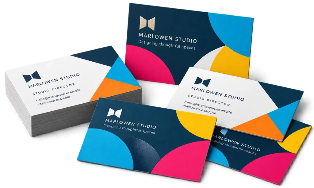 Illustration of premium business cards with different finishes