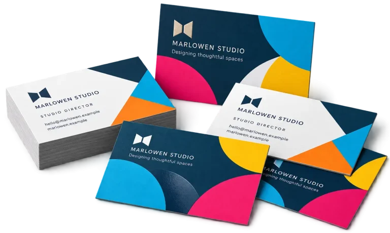Illustration of premium business cards with different finishes