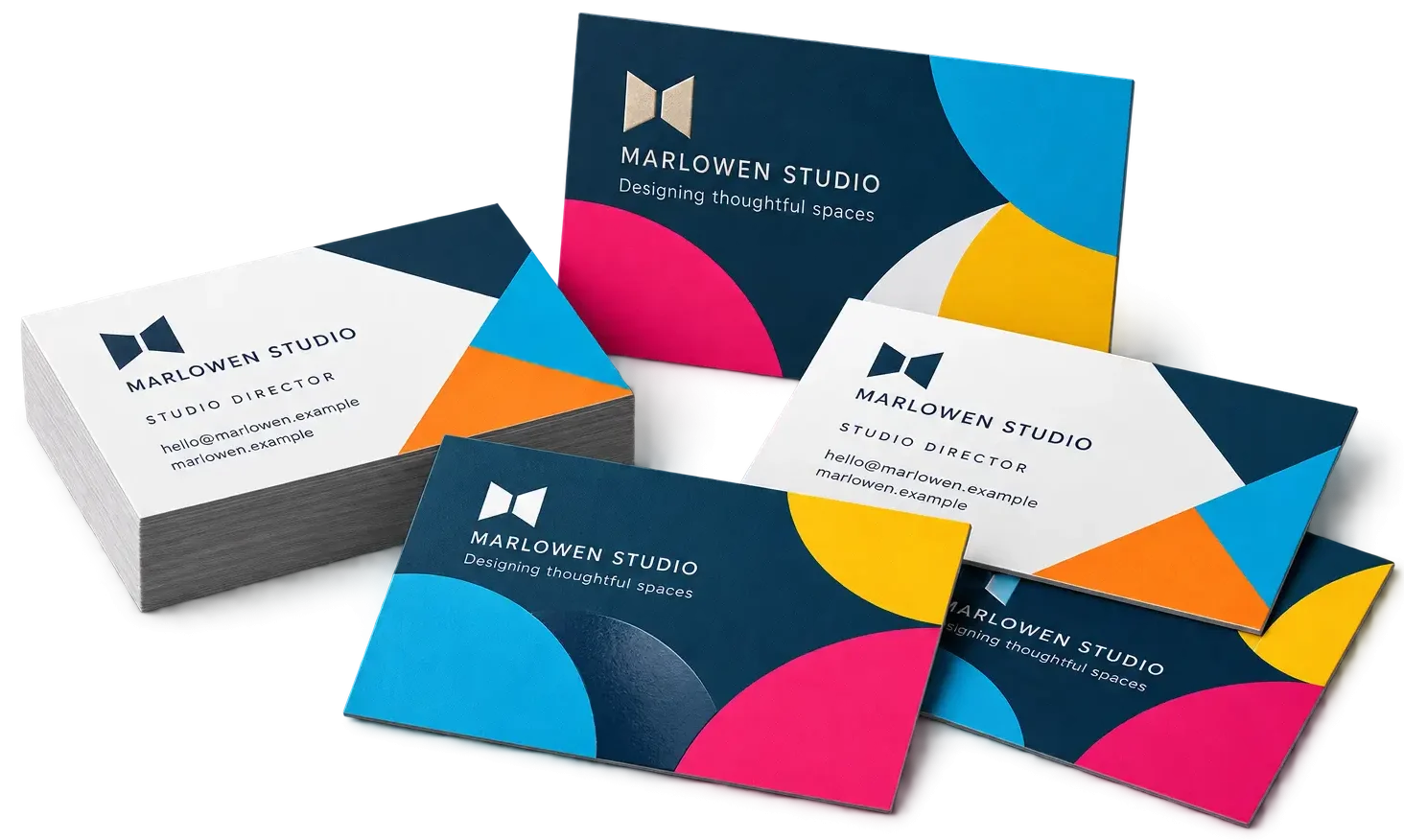 Illustration of premium business cards with different finishes